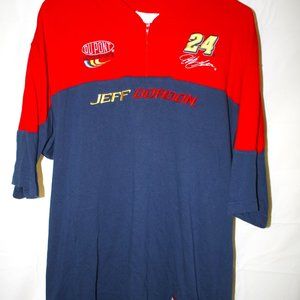 Chase Authentics Jeff Gordon # 24 Du Pont Red & Blue Half Sleeve Zip up Neck